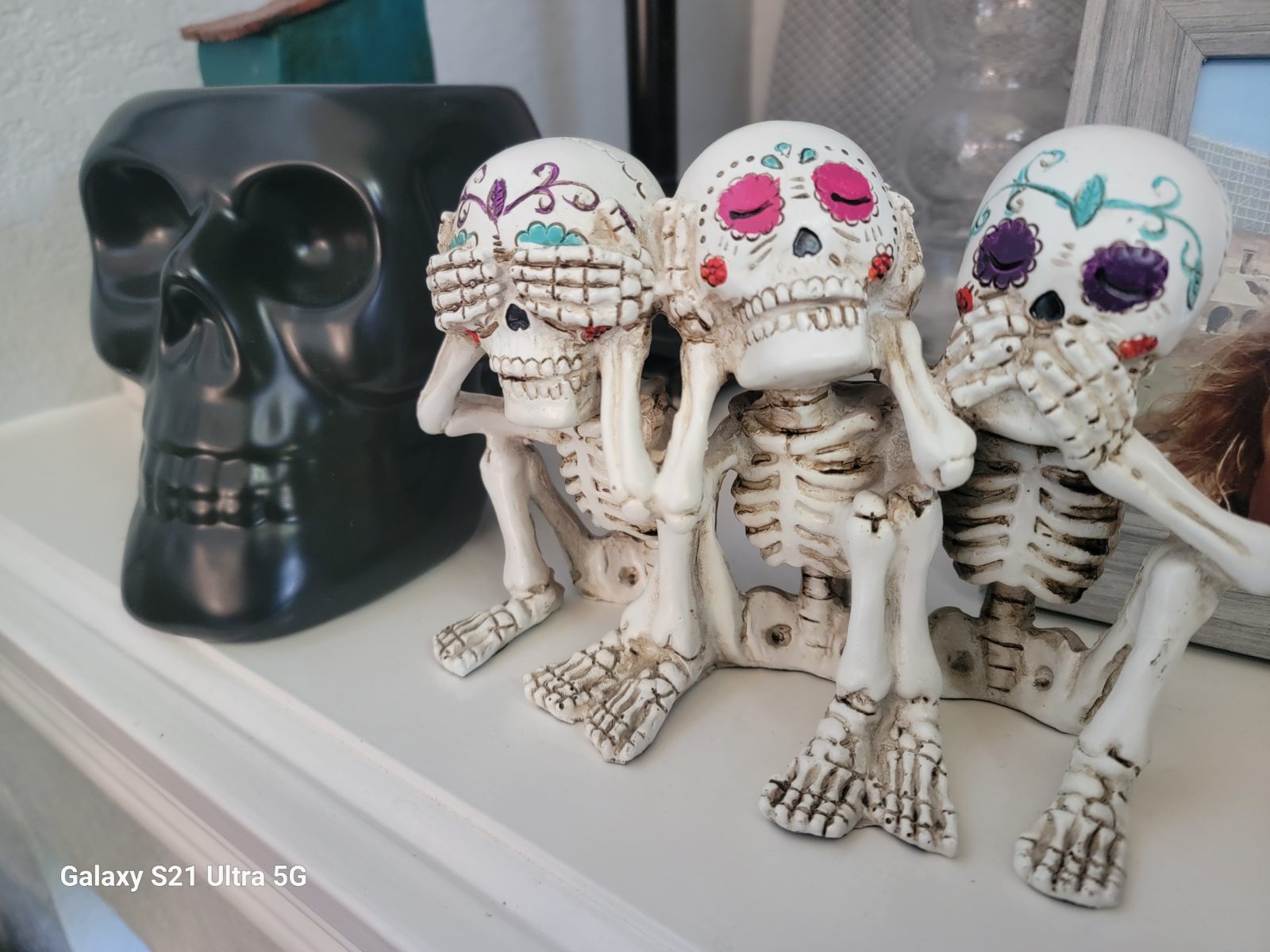 These three wise skeletons are keeping all the spooky secrets.