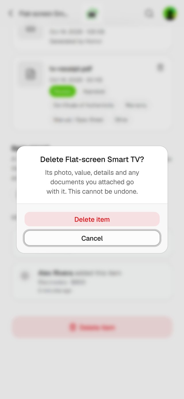 Delete Flat-screen Smart TV? Cancel or Delete item