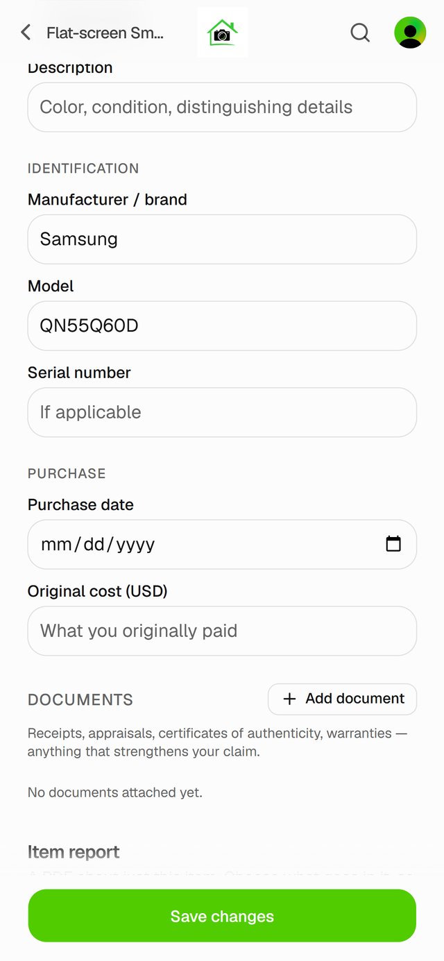 Save changes, after adding a brand and model