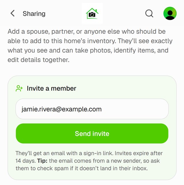 Invite a member: an email address and the Send invite button