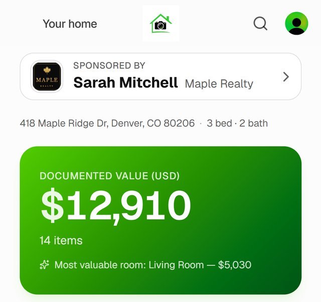 Your client's home, with Sponsored by at the top