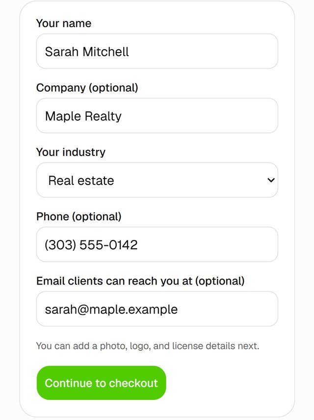 Your details: name, company, industry, phone and email