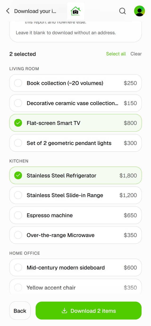 Picking items for the PDF